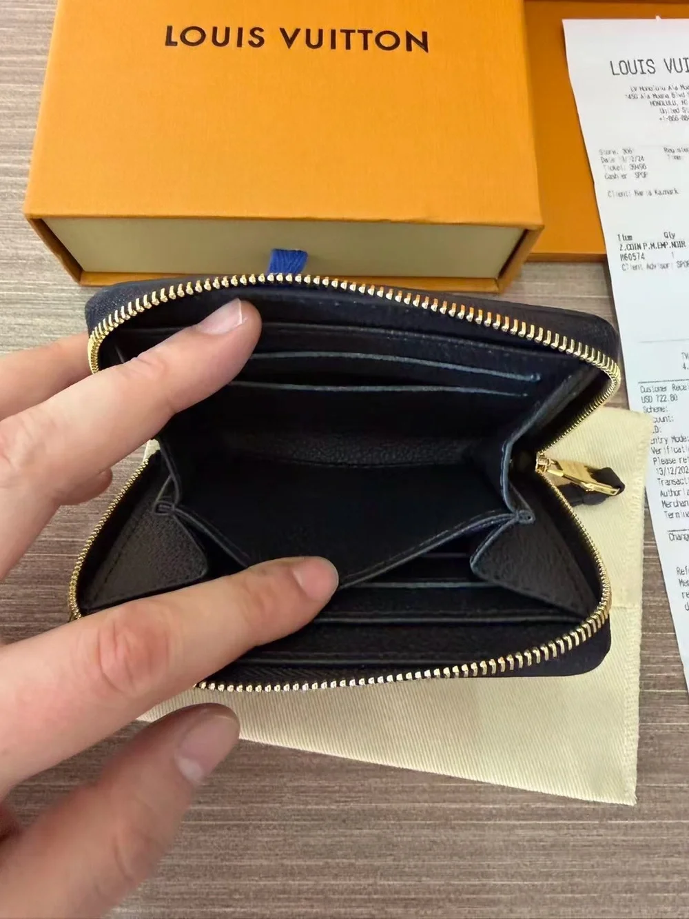 Louis Vuitton Black Embossed Monogram Zip Wallet